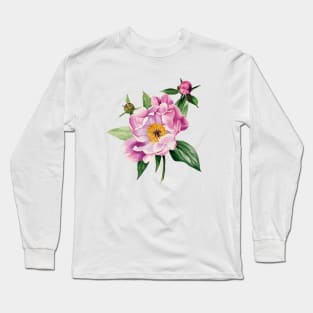 Watercolor peony Long Sleeve T-Shirt